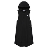 LAYERED HOODIE WOVEN DRESS [BLACK]