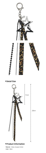 Leopard Double Star Drop Keychain