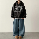 フォトンウエストバンド サイドスリット フリースデニムワイドパンツ