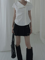 Bowty Pleated Button Skirt Pants