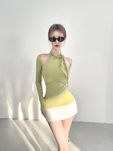 1155. Via scarf halter top bolero set (5color)