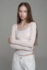 Doubles soft layered camisole top, Pink