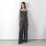 (PT-5668)MILA SET-UP FOLDING TUCK WIDE PANTS