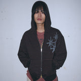 Untitled Starrynight Small Stripe Hood Zip Up Wine Black