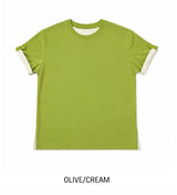 [unisex] ロベン カラーマッチング ロールアップ ショートスリーブ Tシャツ