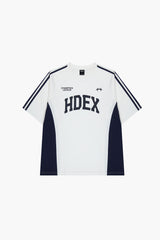 Side Color Block Short Sleeve White