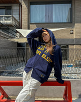 Flag print hoodie zip-up