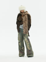 Emoha Y2k The must-have leopard print fur scarf for the popular hot girls in Shibuya