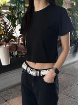 [BASIC ITEM] Basic semi crop t-shirts(4color)