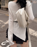 Betty Unbalanced Knitwear (With Belt)