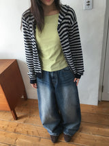 Bahiu Washing Wide Denim Pants