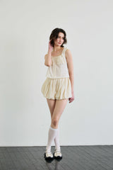 CUDDLY BALLOON SKIRT PANTS / BEIGE