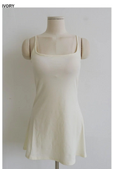 BACK OPEN FLARE MINI DRESS IN IVORY