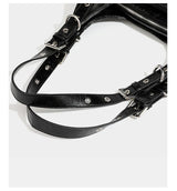 Y2K Stud Buckle Moto Hobo Shoulder Bag