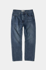 ルーズフィットテーパードデニムパンツ (Washed Blue)
