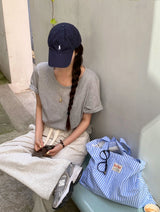 [BELLIDE MADE] Roll-up U-neck short-sleeved T-shirt