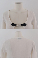 バックルクロップカーディガン (IVORY, BLACK 2COLORS!)