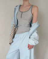 [ORIGINAL] Bat Henley neck Striped Layered Sleeveless