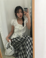 Mooh punching Lace Ribbon Cotton Bag