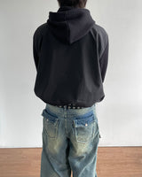 Contrast Highneck Hood Zip-up