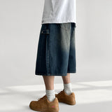 Meto waistband side snap denim Bermuda pants (5 colors)