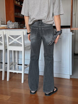 +5cm Grayish Blue Stone Bootcut Denim Pants (236)