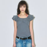Drape Stripe Tee [Gray]