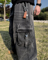 Lace Buckle Wide Cargo Denim