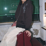 Untitled Starrynight Small Stripe Hood Zip Up Wine Black