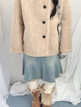 highneck puffy fur jacket