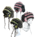  Handmade Crochet Cozy Puppy Ear Hat & Star Ear Warmers（green/pink