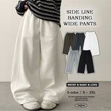 [short, basic, long choice*] high banding side incision コットンワイドパンツ