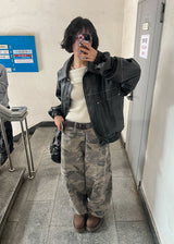 CAMO COTTON BALLOON PANTS