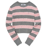 SMALL CHERRY STRIPE CROP KNIT [PINK]
