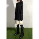 スリップネックオーバーロックトップ : BLACK