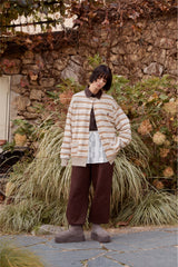 Alarm Loop Stripe Knit Cardigan - Beige