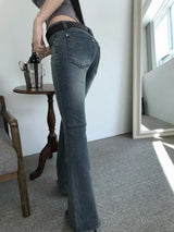 00sウエスタン ヴィンテージ ウォッシュド ブーツカット ストレッチ ロング デニム パンツ