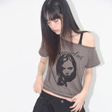 ミスティックワンショルダーTシャツ (BROWN) F25QB107