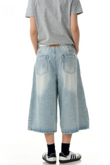 Faded Washed Crop Jeans