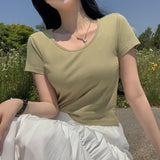 【BELLIDE MADE】モダール素材 Uネック無地半袖Tシャツ