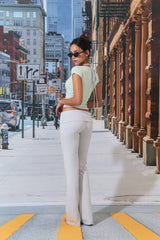 Monica V-Neck Tee (Cream Mint)