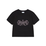 25FW WOMAN プリンセスフォントクロップ半袖Tシャツ ブラック