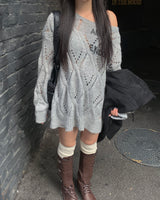 Strap leather long boots