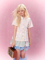 Best Day Ever Pleated Shirt (White)