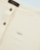 Open Boat Neck T-Shirt Cream
