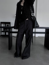 [unisex] ピンタックワイドレザースラックス