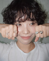 [925SILVER] COOKIE FRAME HEART STUD RING