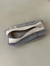 Clam ラウンドペンケース _ ファーグレーストライプ