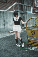 SAILOR RIBBON TOP BLACK