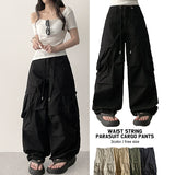Waist String Parachute Cargo Wide Pants